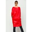 Latex hatású félvállas piros tunika/ruha