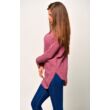 Kerekített aljú garbós mályva színű pulóver