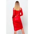 Oldalt ráncolt latex hatású piros ruha