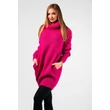 Kámzsanyakú pink pulóver