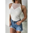 Tüll betétes fehér body