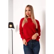 Egyedi kötésmintájú piros pulóver