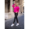 Egyedi kötésmintájú pink pulóver