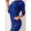 Latex hatású zsebes, királykék tunika/ruha