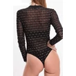 Fekete mintás tüll body