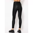 Push up hatású fekete leopárd mintás  műbőr leggings