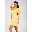 Fodros vállú sárga pamut ruha