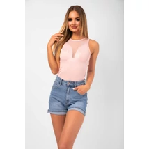 Tüll betétes rózsaszín body