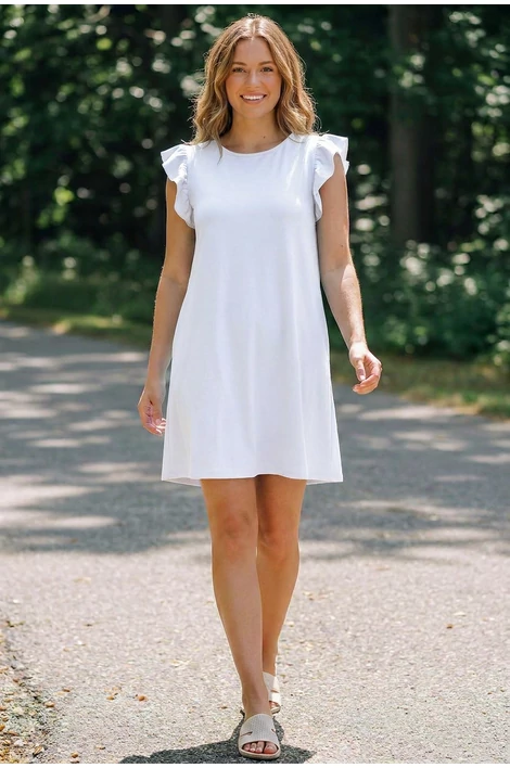 Léna fodros ujjú fehér  ruha