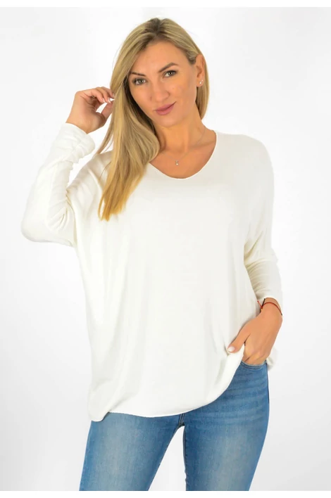 Vékonykötött  V nyakú fehér felső