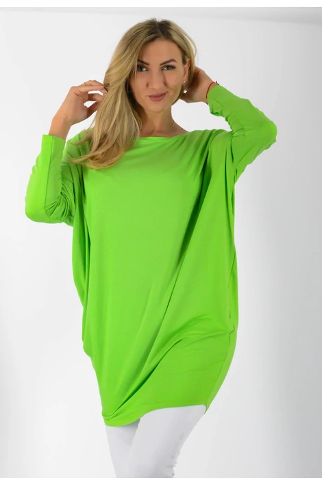Félvállas bő fazonú  kivizöld tunika