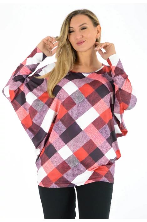 Denevér ujjú mintás  felső