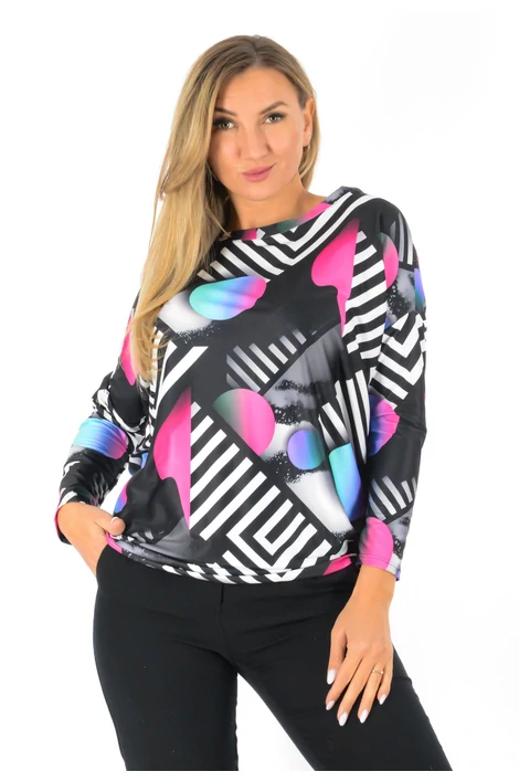 Félvállas gumis derekú mintás  felső