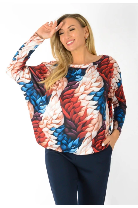 Félvállas gumis derekú mintás  felső