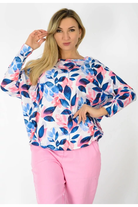 Félvállas gumis derekú mintás felső