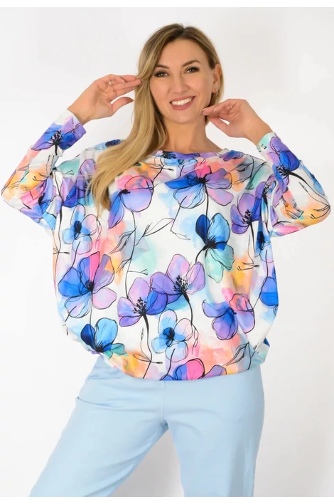 Félvállas gumis derekú mintás felső