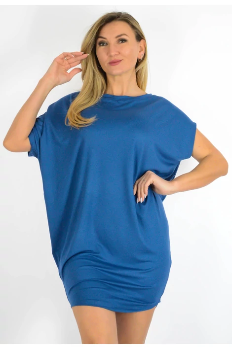 Félvállas bő fazonú farmerkék tunika