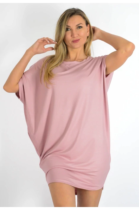 Félvállas bő fazonú mályva színű tunika