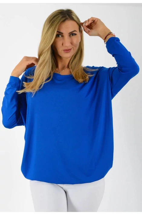 Félvállas gumis derekú királykék felső