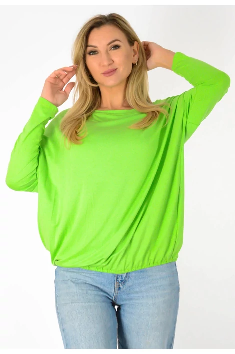 Félvállas gumis derekú kiwizőld felső