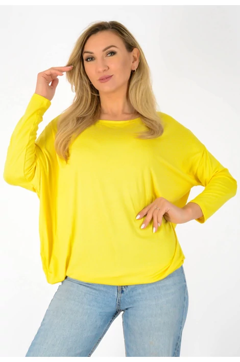 Félvállas gumis derekú citromsárga felső