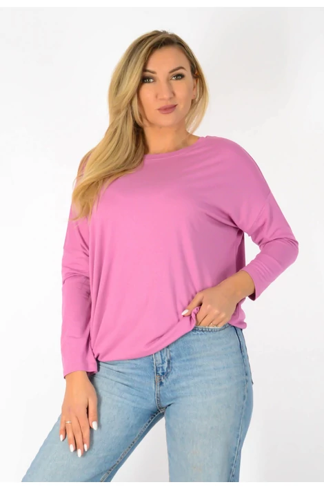 Félvállas gumis derekú babarózsaszín felső