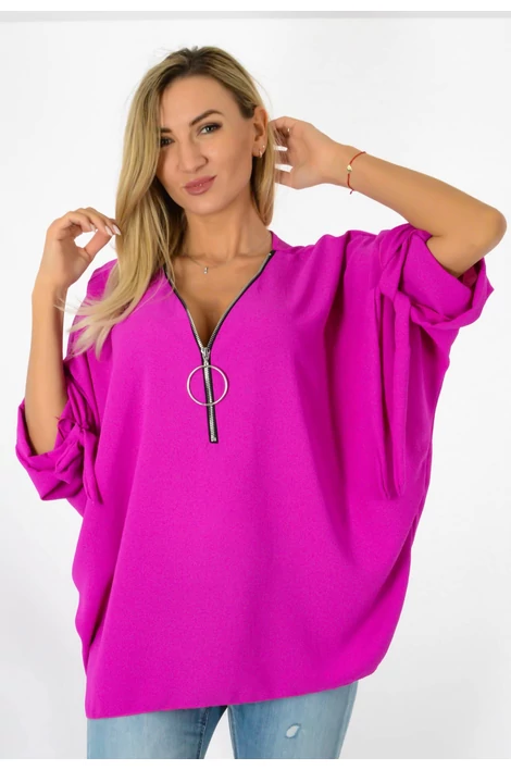 Lia megkötős ujjú  bő magenta felső