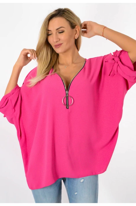Lia megkötős ujjú  bő pink felső