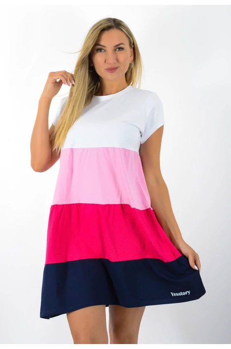 A vonalas(fehér-rózsaszín-pink-s.kék) 4 színű ruha