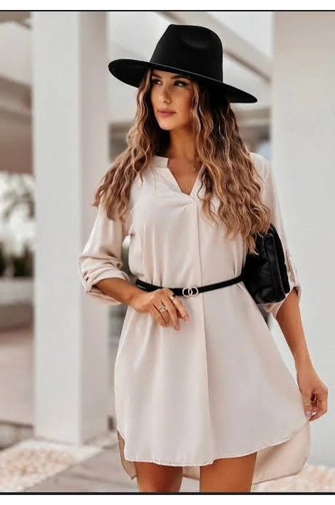 Claudia krém színű muszlin ing ruha/tunika