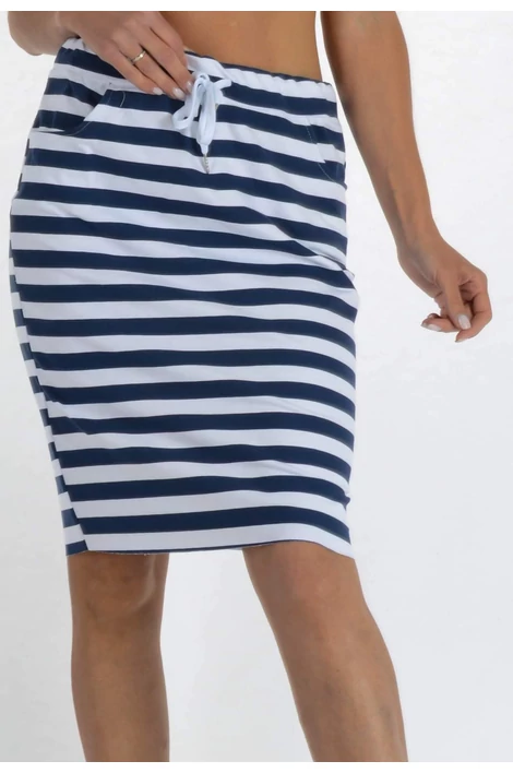 Vastag csíkos midi hosszúságú pamut szoknya