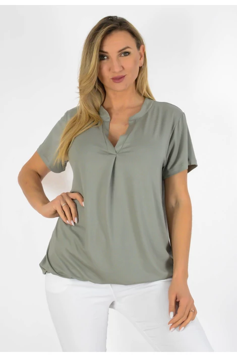 Ing nyakas alól gumis khakizöld felső