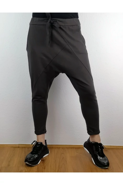 Ülepes  pamut sötétbarna nadrág