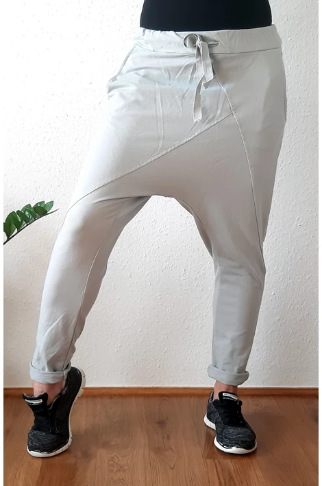 Ülepes  pamut szürke nadrág