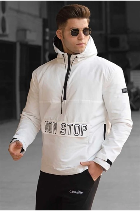 Félcipzáros átmeneti fehér kabát