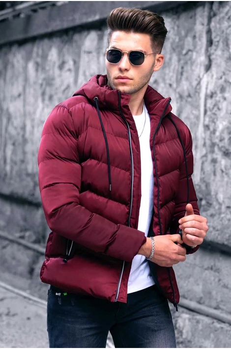 Modern bordó férfi dzseki