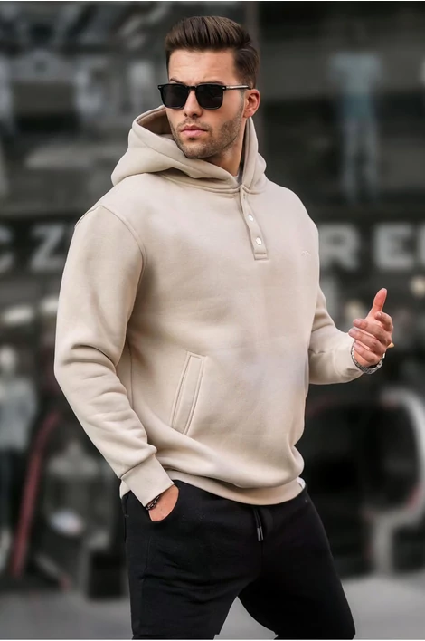 Kenguru zsebes  ,kapucnis drapp  pulóver