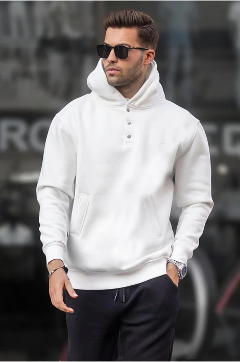 Kenguru zsebes  ,kapucnis fehér pulóver