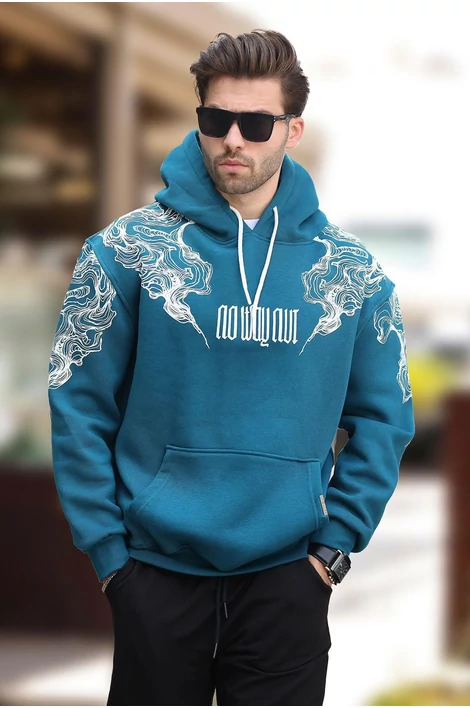 Petrolkék extravagáns pulóver