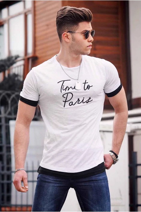 Time to Paris hímzett fehér póló