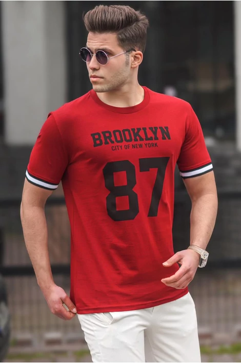Bordó BROOKLYN feliratos egyedi póló