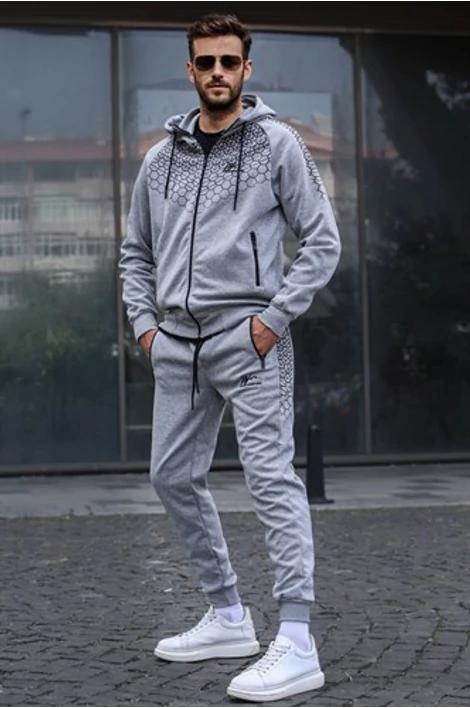 Szürke szabadidő cipzáros felsőrésszel