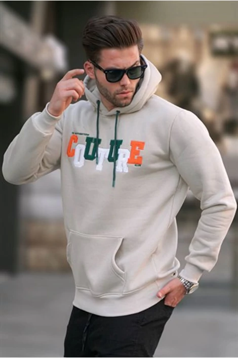 Bézs színű COUTURE  feliratos pulóver