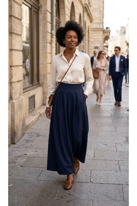 Zsebes sötétkék maxi szoknya