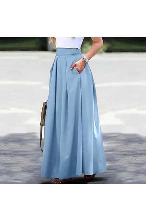 Zsebes világoskék elegáns szoknya