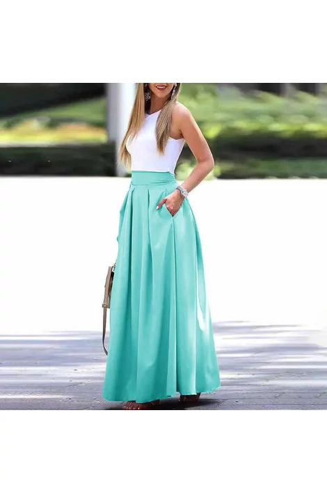 Zsebes világoszöld elegáns szoknya