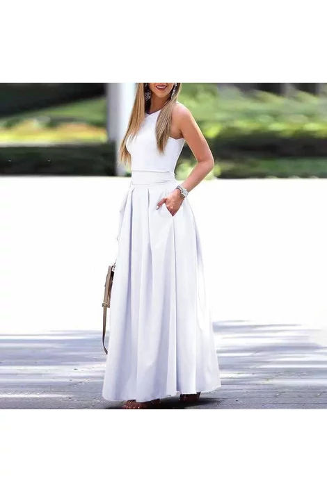 Zsebes  fehér elegáns szoknya