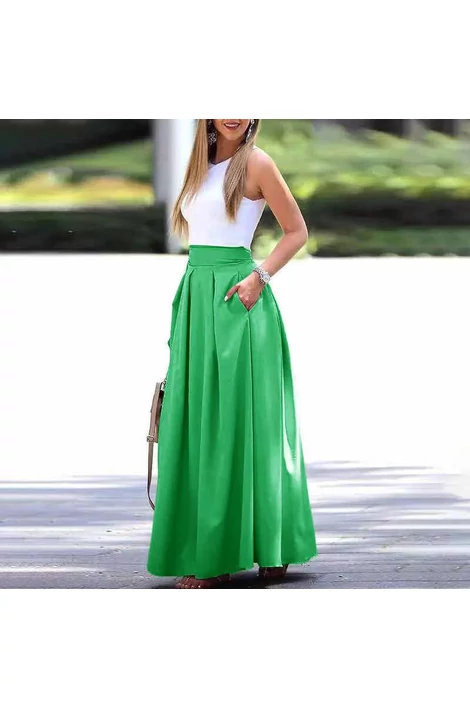 Zsebes smaragdzöld maxi szoknya