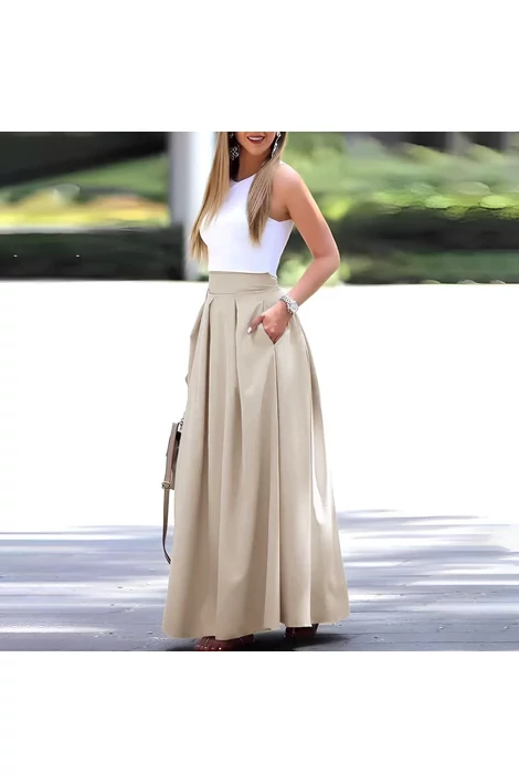 Zsebes drapp maxi szoknya