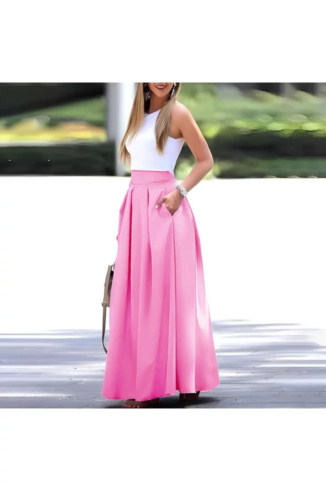 Zsebes rózsaszín maxi szoknya